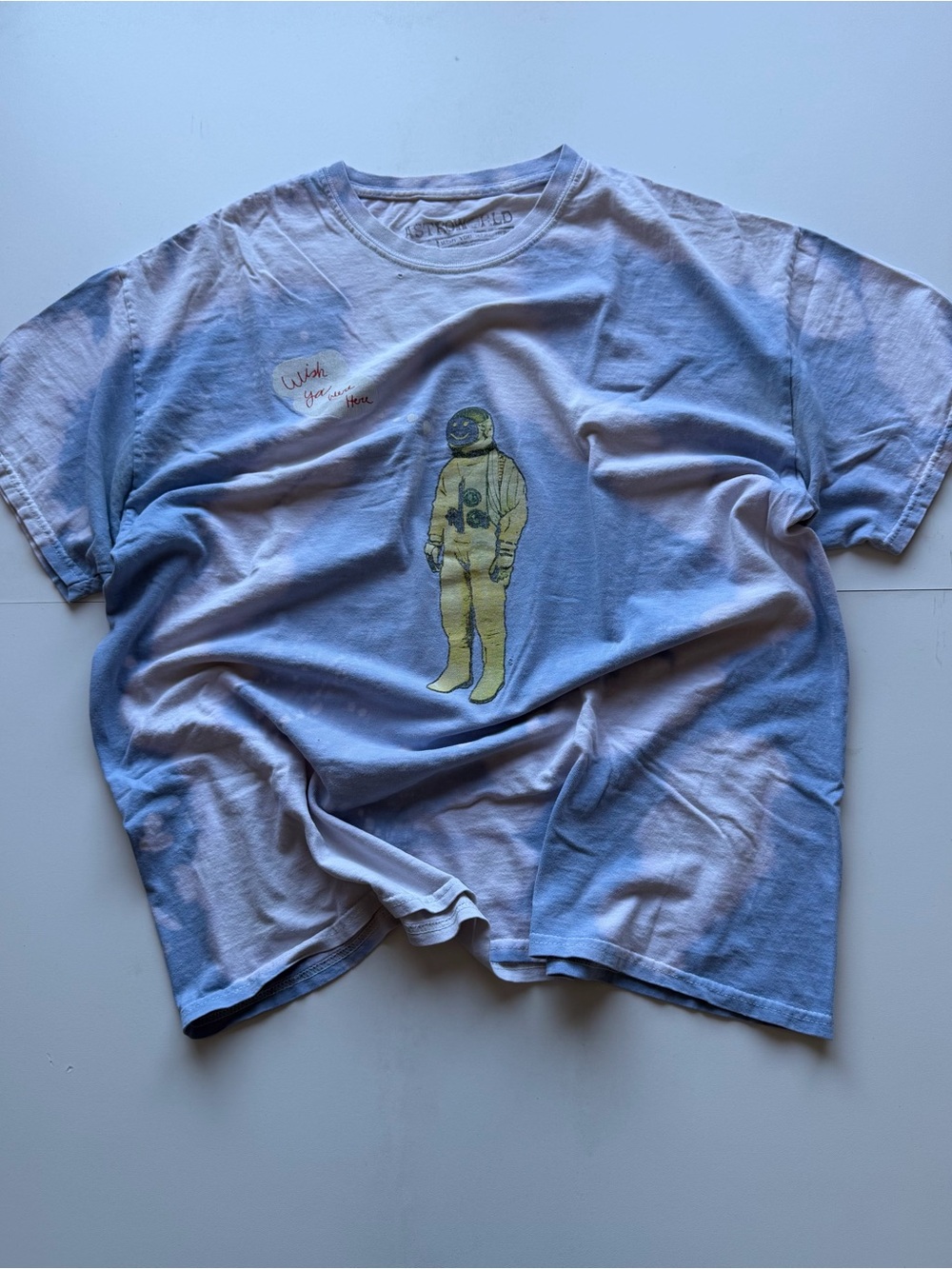 Travis Scott Light Blue Kids Tee with Yellow Astronaut Graphic